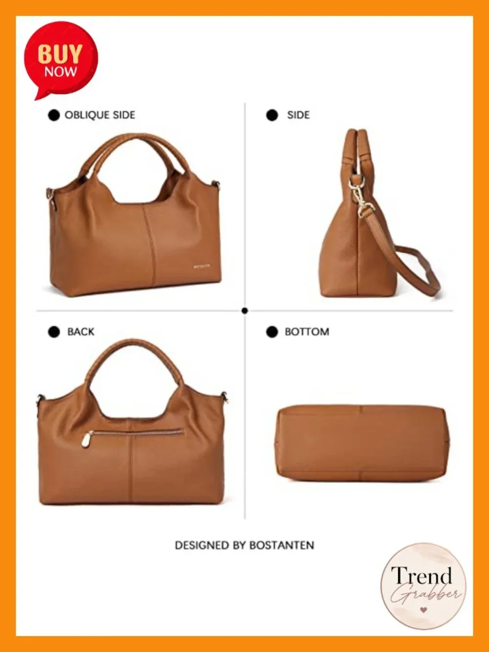 Genuine Leather Satchel Crossbody Bag Top Handle Adjustable Strap